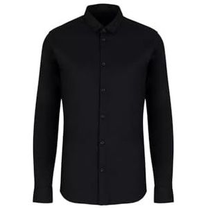 Armani Exchange Lyocell Button Down T-shirt met lange mouwen voor heren, zwart, M, zwart.