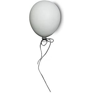 BY ON Decoratieve ballon met touw, groot, wit, 17 x 17 x 23 cm, polyhars, eeuwigdurende ballon, niet opblazen, wanddecoratie voor woonkamer of slaapkamer
