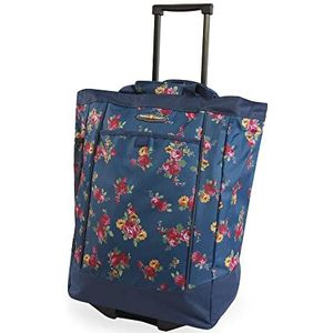 Pacific Coast Signature Grote rollende boodschappentas voor dames, L, Rose Garden Navy, Grote boodschappentas met wieltjes