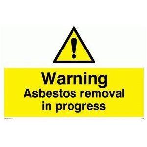 Viking Signs Bord Warning Asbestos removal in progress 3mm hard plastic 400mm H x 600mm B, WC488-A2L-3M