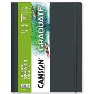 CANSON Graduate Book, tekenboek, fijne korrel, 160 g/m², schetsboek, hardcover, 14 x 21,6 cm, wit, 104 vellen