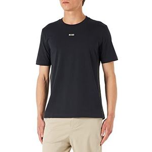 BOSS Uniseks katoenen stretch T-shirt met veelkleurig logo, donkerblauw 402