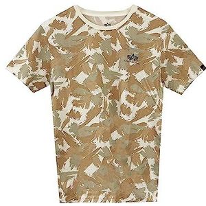 Alpha Industries T-shirt basique pour homme avec petit logo camouflage, Camouflage sable., S