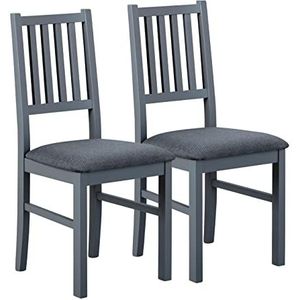 Inter Link 2 stoelen voor eettafel, modern design, industrieel design, massief grenenhout, FSC-gecertificeerd, grijs en textiel, grijs, 42 x 47 x 94,5 cm