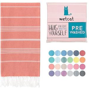 WETCAT Extra groot Turks strandlaken, 96,5 x 180,3 cm, 100% katoen, zandvrij, sneldrogend, lichte Turkse badhanddoek voor volwassenen, strandcadeau, donker koraalrood