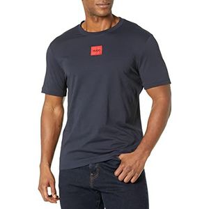 BOSS Ribbed Crew Neck Regular Fit Center Logo T-shirt, heren, marineblauw, S, Navy Blauw