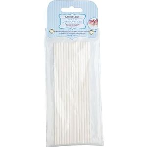 KitchenCraft Sweetly Does It - Kunststof stokjes voor lolly's en cake pops, 15 cm, wit, 50 stuks