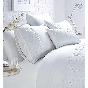 Belle Maison Papillion Beddengoedset voor eenpersoonsbed, geborduurd, vlinder, wit