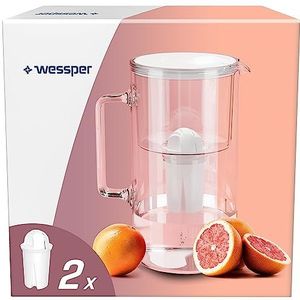 Wessper Crystalline Aqua Classic, Dafi Classic, 2 x 2,5 liter, waterfilter met waterkoker, geschikt voor Brita Classic, Dafi Classic, wit