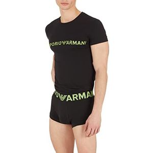 Emporio Armani Megalogo T-shirt met korte mouwen voor heren, slim fit, 1 stuk, zwart.