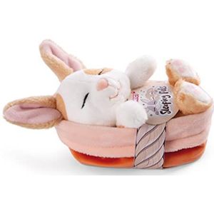 NICI 48707 Knuffel karamel konijn met stippen, 12 cm, zacht pluche dier in mand om te knuffelen en te spelen, voor kinderen en volwassenen, geweldig cadeau-idee