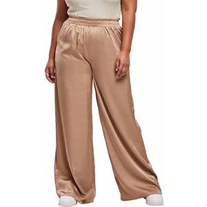 Urban Classics Brede satijnen broek voor dames, kleur: taupe, XXL, Kleur: taupe