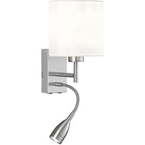 Fischer & Honsel 30313 Dreamer Klassieke wandlamp met stoffen kap, 1 x E27, metaal en chintz, wit en nikkel mat, 16 x 28 cm
