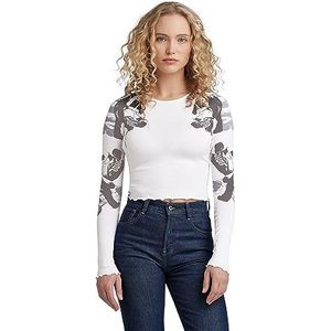 G-STAR RAW Tops à manches longues Lookbook Cropped Baby Sis R T pour femme, Blanc (White D23792-4107-110), M