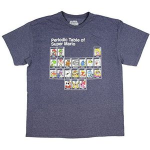 Nintendo T-shirt voor heren, paddenstoelmotief, marineblauw, gemêleerd, S, marineblauw gemêleerd