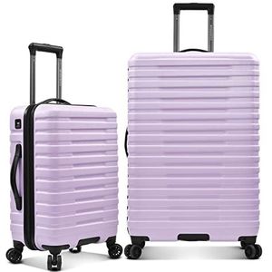 U.S. Traveler Boren hardcase koffer van polycarbonaat met 8 zwenkwielen, aluminium handgreep, lavendel, 2-delige set, harde koffer met aluminium greepsysteem, Lavendel, 2-Piece Set, Harde koffer met 8 wielen met aluminium handvatsysteem