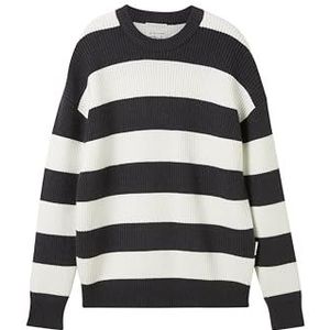 TOM TAILOR Pull en tricot à rayures pour garçon, 35845 – Gris Off White Big Stripe, 128