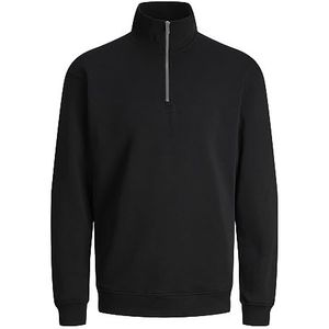 JACK & JONES Jjebradley Noos sweatshirt met halve ritssluiting voor heren, zwart.