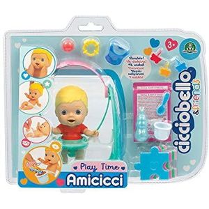 Cicciobello - Friends Play Time, tedere babyblond met gekleurde luier, minifiguur met accessoires, voor meisjes vanaf 3 jaar, CC000100, Giochi Preziosi