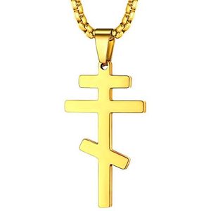 FaithHeart Russisch orthodox kruis voor heren en dames, Byzantijnse kruisbeeld hanger zilver 925/roestvrij staal/verguld met verstelbare ketting 55 cm, religieuze sieraden, beschermende amulet, Geen