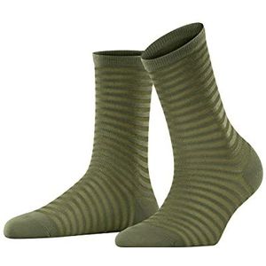 FALKE Flash Rib Sokken voor dames, katoen, wit, zwart, meer elegante kleuren, versterkt, met fantasiemotief, fijne strepen, 1 paar, groen (green leaf 7271)