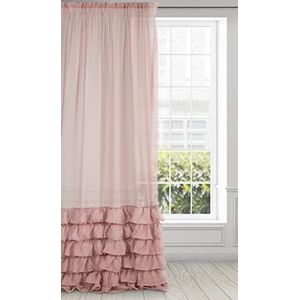 Eurofirany Gordijn glad met lint transparant transparant elegant premium glamour slaapkamer woonkamer stof poederroze 140 x 250 cm