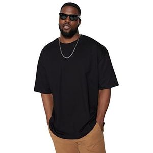 Trendyol T-shirt en tricot à col rond surdimensionné pour homme, Noir, 4XL grande taille