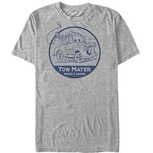 Cars Cars 1-2 Tow Mater Organic T-shirt met korte mouwen, uniseks, grijs, maat L, grijs gemêleerd, L, Grijze mix.