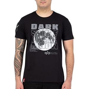 ALPHA INDUSTRIES Heren T-Shirt Dark Side Black/Reflective, Zwart/reflecterende elementen