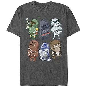 Star Wars Heren T-shirt, Hei-houtskool, XL, Hei-houtskool, XL, Hei houtskool