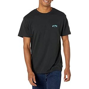 Billabong Heren Classic Short Sleeve Premium Logo Graphic Tee T-shirt, Black Arch Wave, S