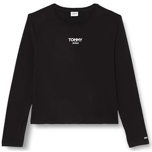 Tommy Hilfiger L/S T-shirt voor dames, zwart, XXL, zwart.
