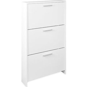 amuéblate online Smalle schoenenkast, model Alaska, witte afwerking, hout, 115 cm (hoogte) x 68,5 cm (breedte) x 17 cm (diepte)