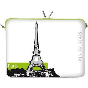 Digittrade LS136-15 Paris Designer MacBook Pro 15 inch neopreen hoes voor Mac Book tot 39,1 cm (15,6 inch) groen/wit