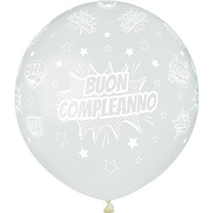25 ballonnen Compleanno Crystal in natuurlijke latex premium kwaliteit G150 (Ø 48 cm (19 inch), transparant