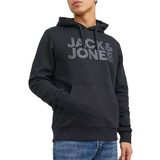 JACK & JONES Heren-hoodie logo, Zwart (Print Zwart) Grote Print, L