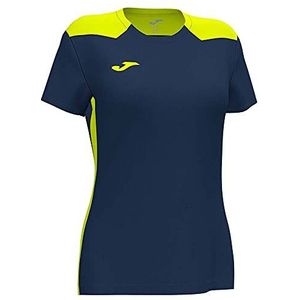 Joma Championship Vi T-shirt voor dames, marineblauw/neongeel