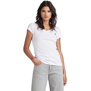 G-STAR RAW Eyben Stripe Slim V-Neck Top T-Shirt, Blanc (4107-110), S Femme