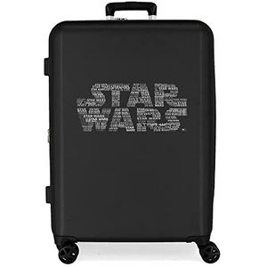 Star wars Logo koffer, middelgroot, zwart, 48 x 70 x 26 cm, hard, ABS, geïntegreerde TSA-sluiting, 81 l, 3,98 kg, 4 dubbele wielen, zwart, maat única, middelgrote koffer, zwart., Middelgrote koffer