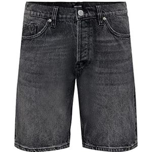 ONLY & SONS Onsedge 5796 Shorts Washed Black Jeans Shorts Heren, Delavé zwart