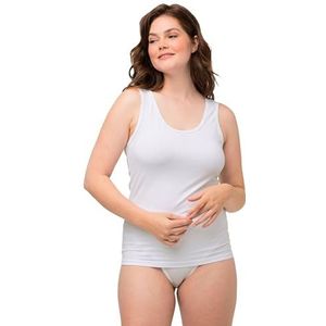 Ulla Popken Dames grote maten plus size onderhemd, brede bandjes, slim, biologisch katoen, mouwloos 790721, Sneeuwwitje