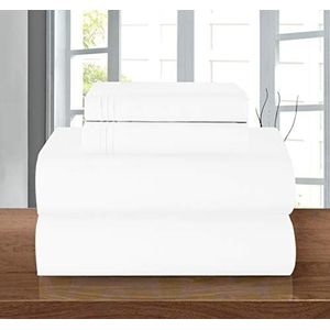 Elegant Comfort Comfortabel en kreukvrij beddengoed, rondom elastisch hoeslaken, diepe tas tot 40,6 cm, microvezel, wit, eenpersoonsbed XL