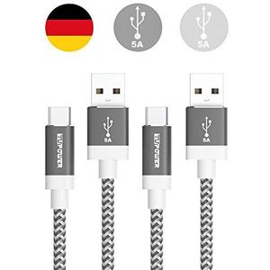 TUPower K23 USB C-kabel Supercharge USB 2.0 1,8 m lang voor Huawei Mate 20 Pro P30 Pro P20 Honor View 20 grijs 2