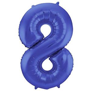 Folat 65928 folieballon cijfer 8 metallic 86 cm voor verjaardag bruiloft verjaardag trouwdag blauw mat