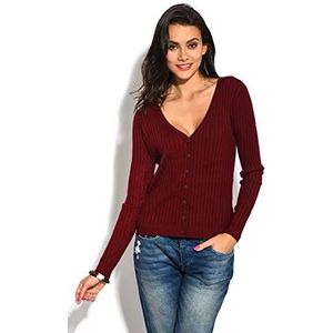 Bonamaison V-hals vest in rib T-shirt, bordeaux, XL aux dames, bordeaux, 52, Bordeaux