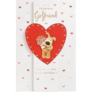 Boofle Verjaardagskaart voor vriendin met envelop, schattig design met Boofle voor een boeket bloemen