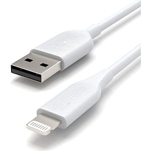 2 pakjes Amazon Basics Lightning naar USB A kabels - MFi-gecertificeerde iPhone-oplader - Wit - 0,9 m