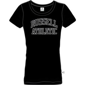 RUSSELL ATHLETIC T-shirt à col rond S/S pour femme, Noir, M