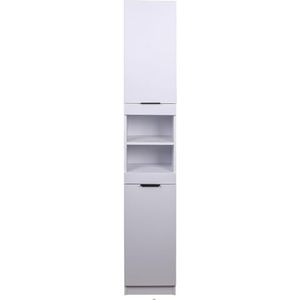 Shally Dogan Ruimtebesparende hoge kolomkast, 2 deuren en 2 planken, smalle vrijstaande kast, multifunctionele opbergkast, woonkamer, badkamer, keuken, boekenkast, kantoor (wit)