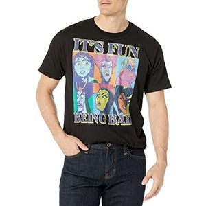 Disney Villains Villianous Young T-shirt voor heren, korte mouwen, zwart, L, zwart.